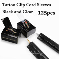 Box of 125 Black and Clear Color Tattoo Clip Cord Sleeves